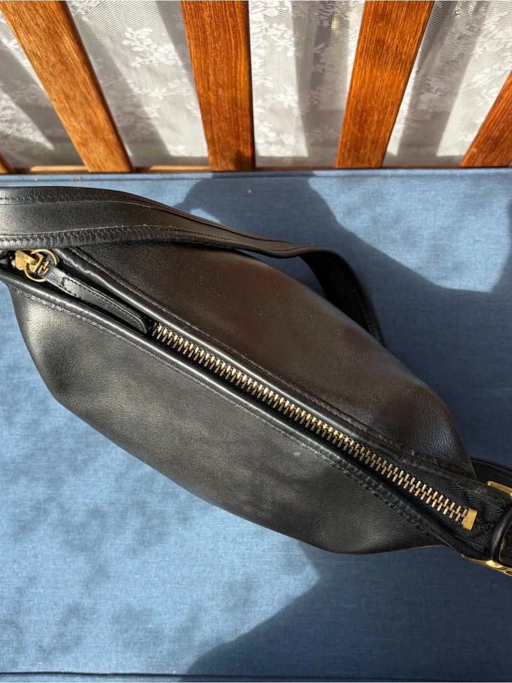 Vintage Coach Duffle Sac Bucket Bag Black Leather 9953